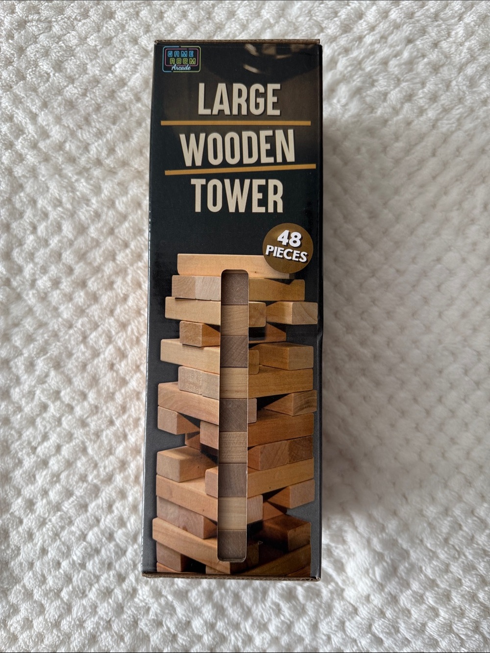 Large Wooden Tower Block Game - Natural Wood